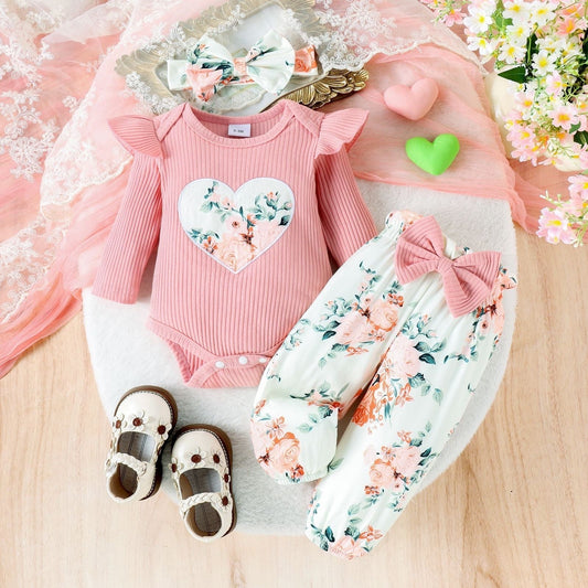 Amelia Heart Girls Romper Set with Headband