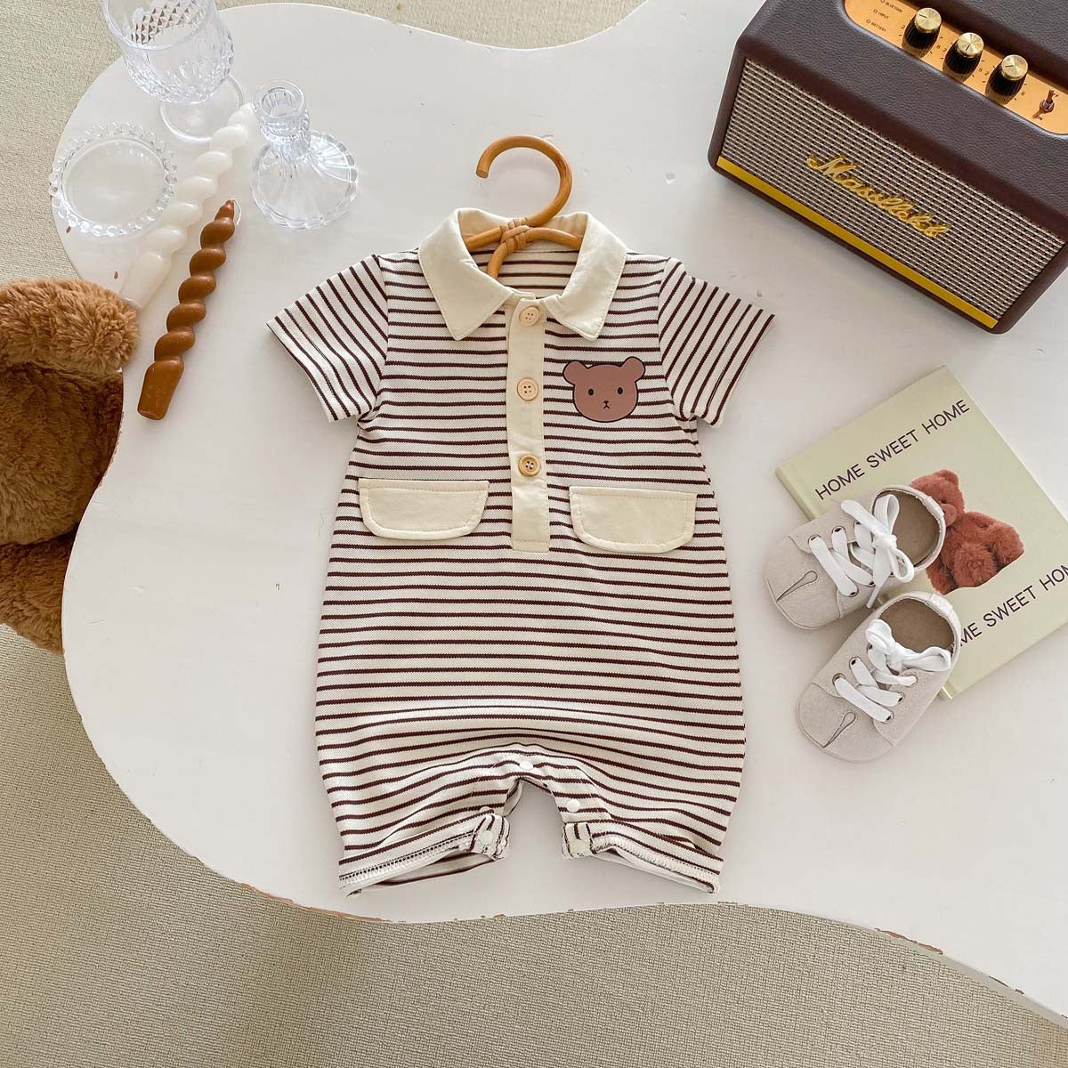 Bear Collared Baby Boys Romper
