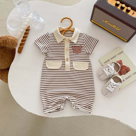 Bear Collared Baby Boys Romper